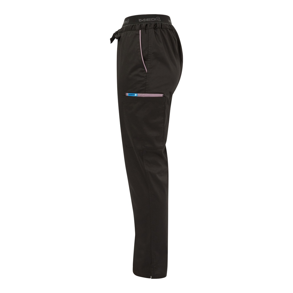 [M88028_BLACK/PLUM_XS] MEDI8 - [M88028] UNISEX SCRUB PANTS (BLACK/PLUM, XS)