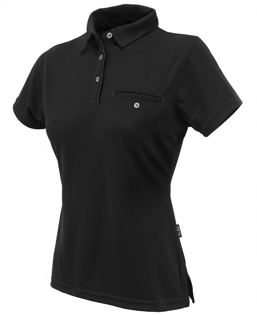 STENCIL - LADIES BOSTON POLO S/S (BLACK/CHARCOAL, 6)