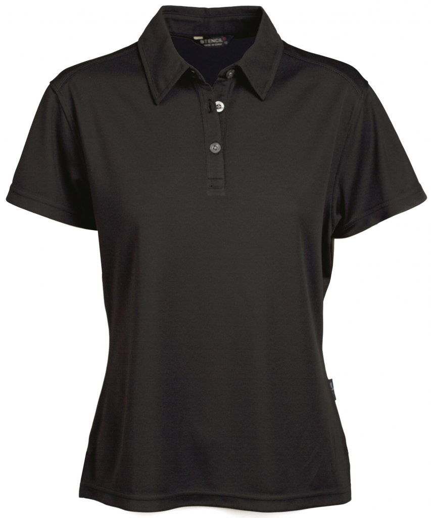 STENCIL - LADIES GLACIER POLO S/S (BLACK, 6)