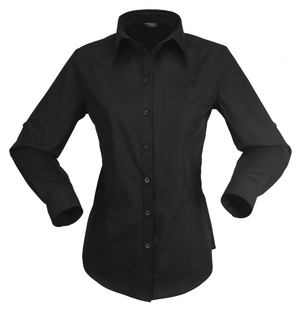 STENCIL - LADIES HOSPITALITY NANO SHIRT L/S (BLACK/BLACK, 8)
