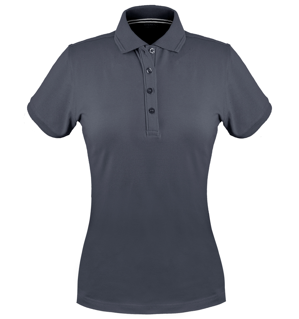 STENCIL - LADIES OCEANIC POLO S/S (CHARCOAL, 6)