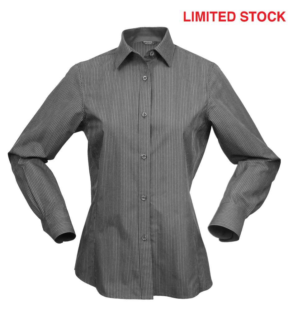 STENCIL - LADIES SILVERTECH SHIRT 3/4S (CHARCOAL/SILVER, 8)