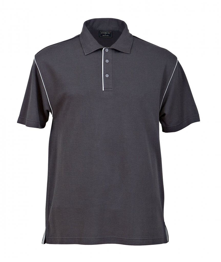 STENCIL - MENS BIO-WEAVE POLO S/S (CHARCOAL/PALE BLUE, S)