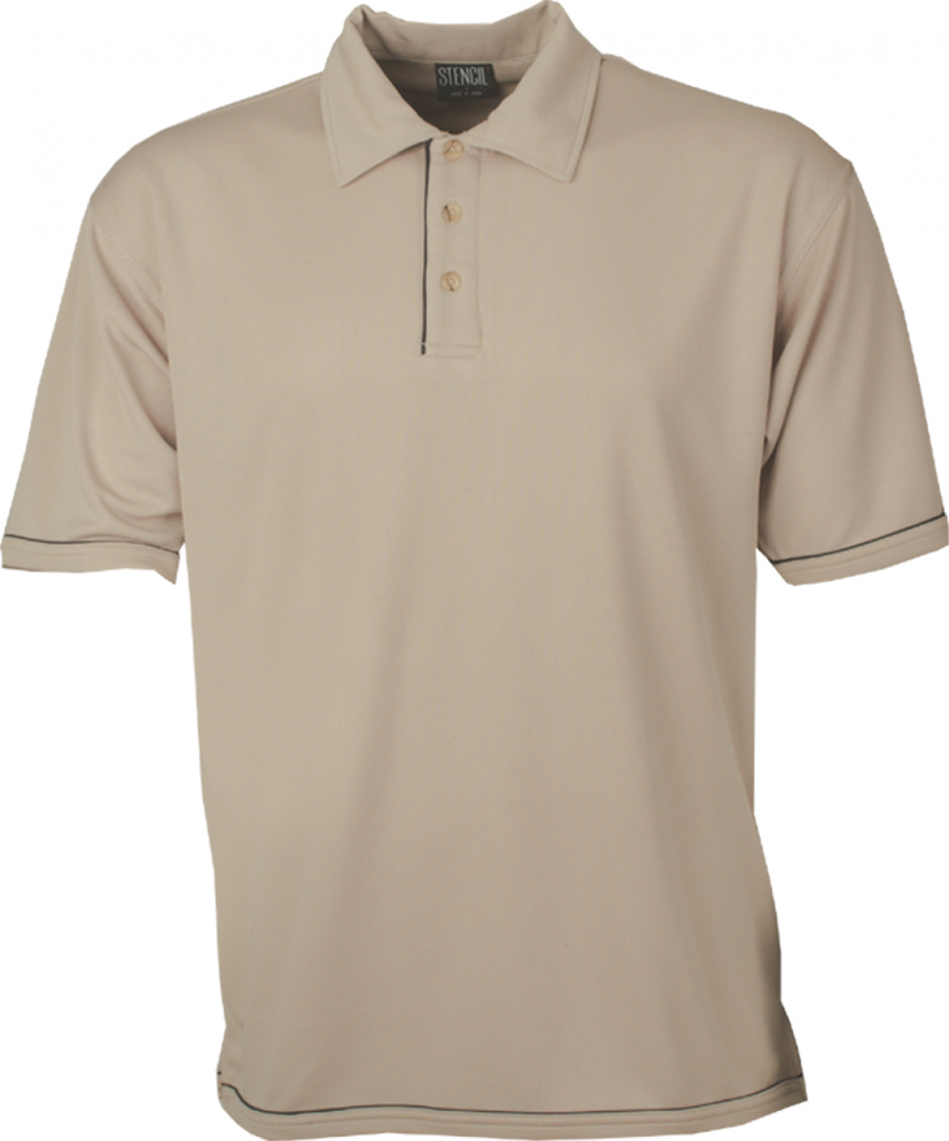 STENCIL - MENS COOL DRY2 POLO S/S (BEIGE/NAVY, S)