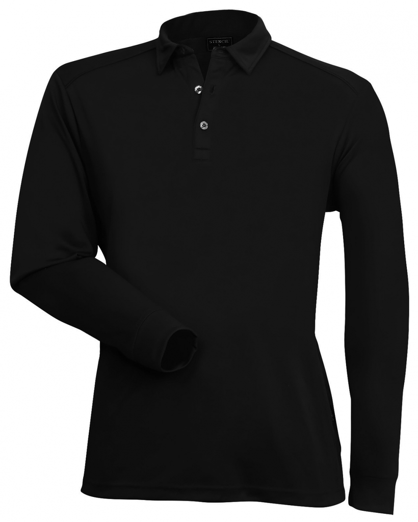 STENCIL - MENS FRESHEN POLO L/S (BLACK/BLACK, XS)