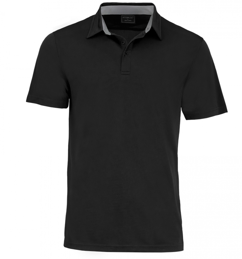 STENCIL - MENS KAHVE POLO S/S (BLACK/PLATINUM, XS)