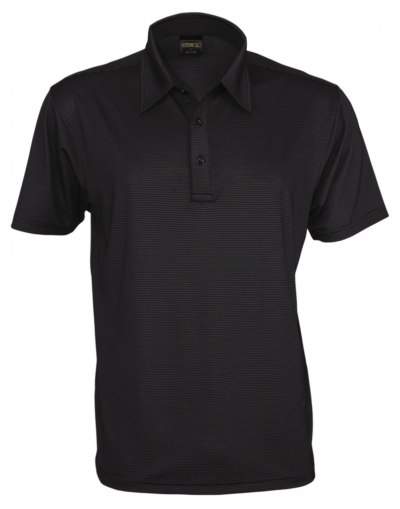 STENCIL - MENS SILVERTECH POLO S/S (BLACK/SILVER, XS)