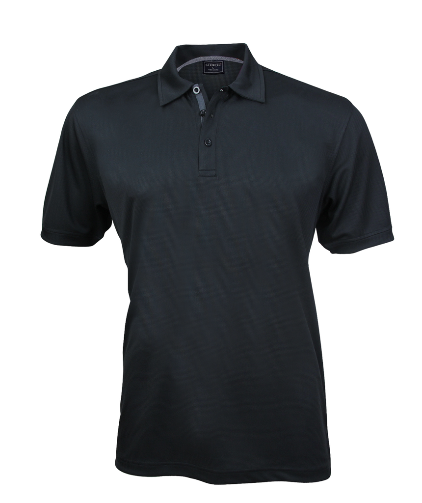 STENCIL - MENS SUPERDRY POLO S/S (BLACK/CHARCOAL, XS)
