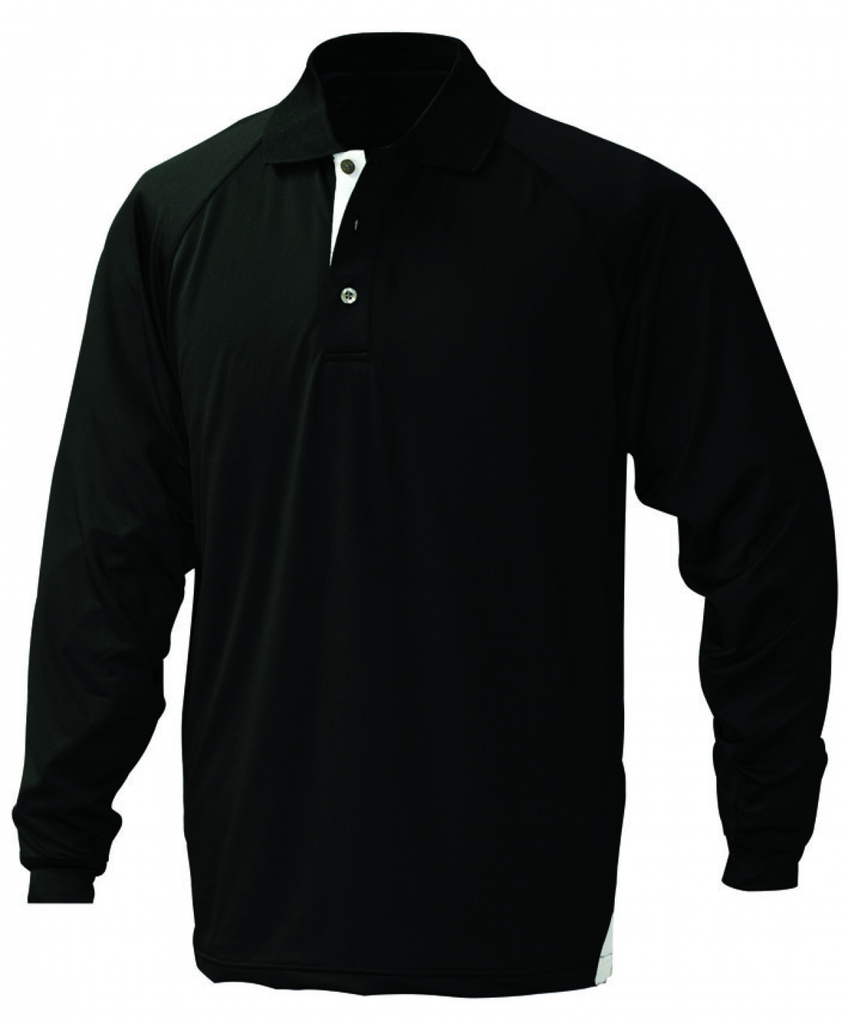 STENCIL - MENS TEAM POLO L/S (BLACK/SILVER, S)