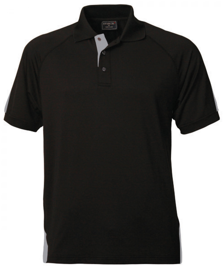 STENCIL - MENS TEAM POLO S/S (BLACK/SILVER, S)