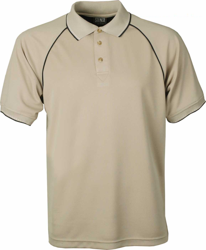 STENCIL - THE ORIGINAL COOL DRY POLO S/S (BEIGE/NAVY/WHITE, XS)