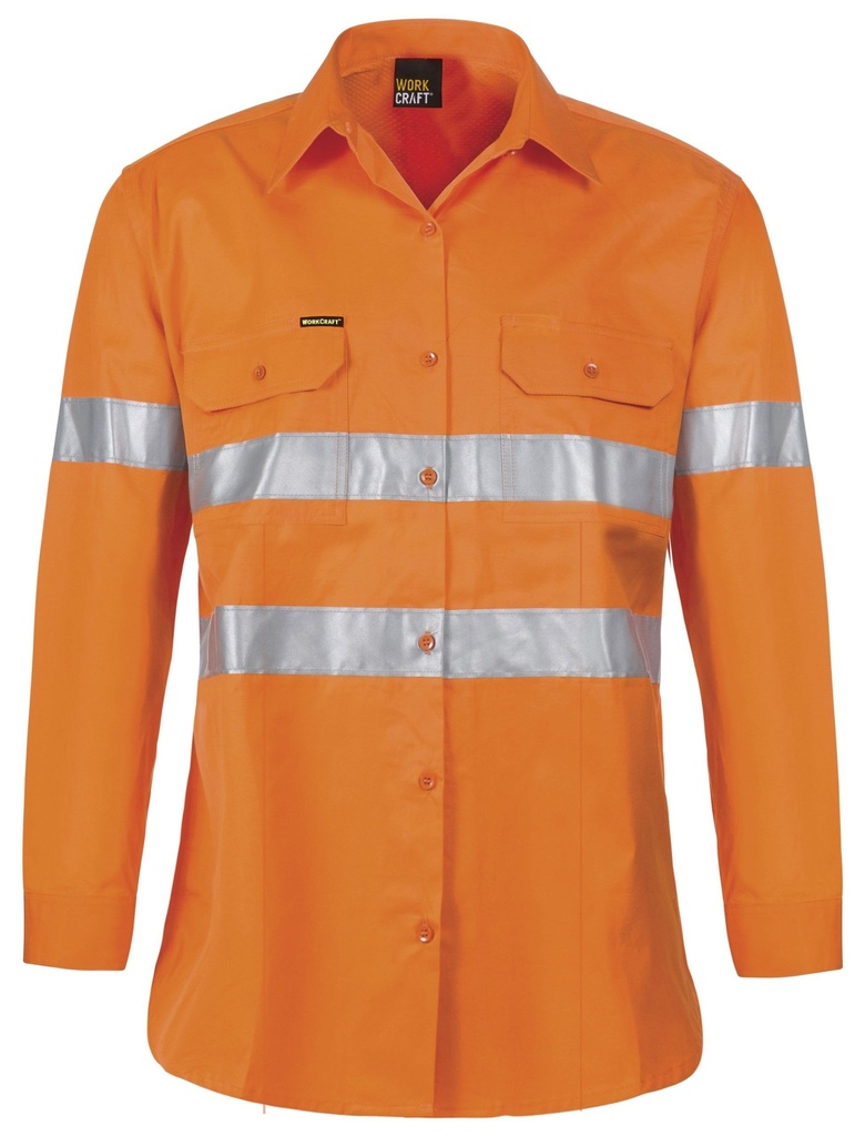 [WSL508_ORG_6] WORKCRAFT - [WSL508] LADIES LIGHT WEIGHT HI VIS SHIRT WITH CSR TAPE (6)