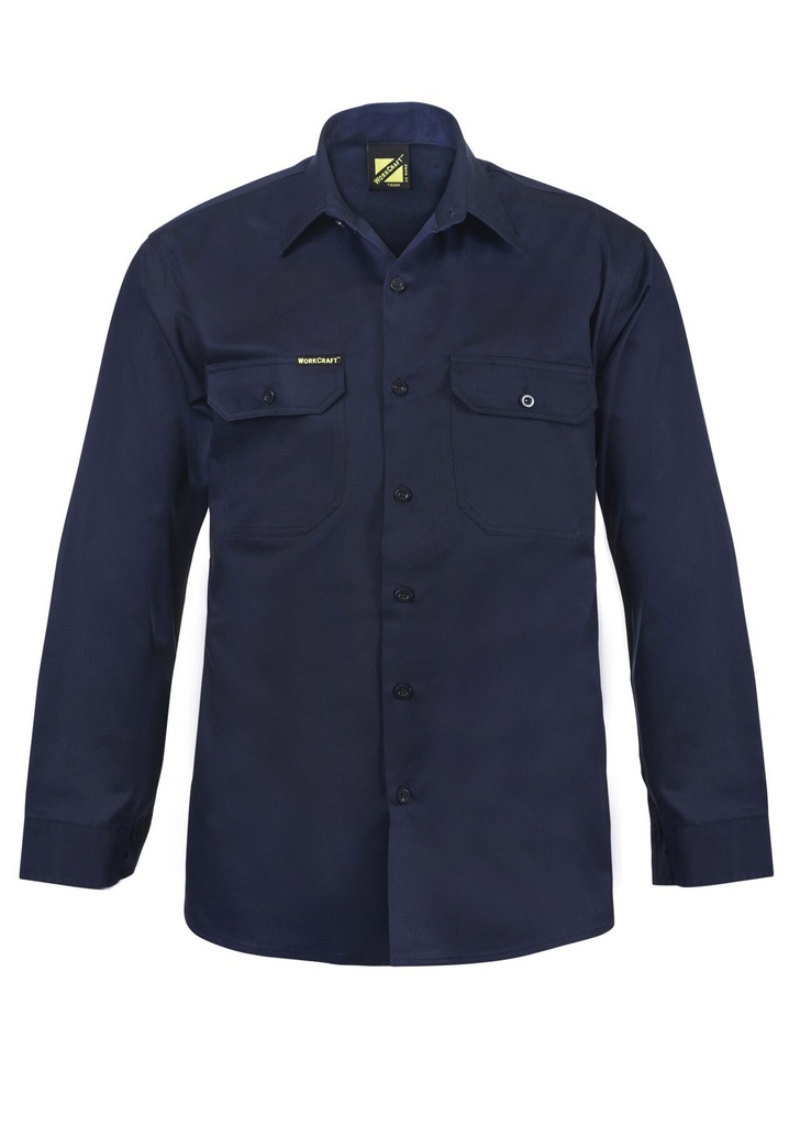 [WS3020_NAV_XS] WORKCRAFT - [WS3020] LONG SLEEVE COTTON DRILL SHIRT (XS)