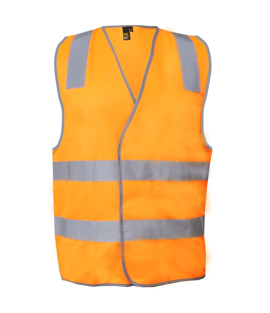 [WV7001_ORANGE_XS] WORKCRAFT - [WV7001] UNISEX HI VIS SAFETY REFLECTIVE VEST (ORANGE, XS)